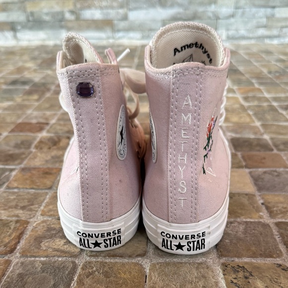 Converse Women's Soft Pink Embroidered crystals High-Tops - Picture 8 of 13